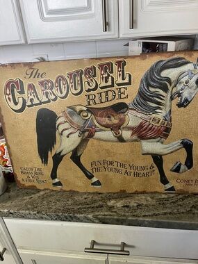 The Carousel Ride Horse Wall Art - Beige, Black and Brown